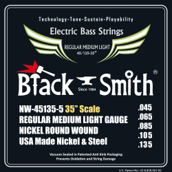 Jeu de 5 cordes Basse Filé rond Nickel Regular medium light 45-135 Super long scale