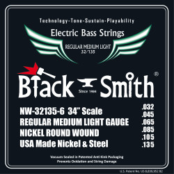 Jeu de 6 cordes Basse Filé rond Nickel Regular medium light 32-135 Long scale