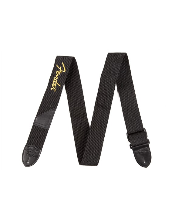 Courroie Fender Black Polyester yellow Logo