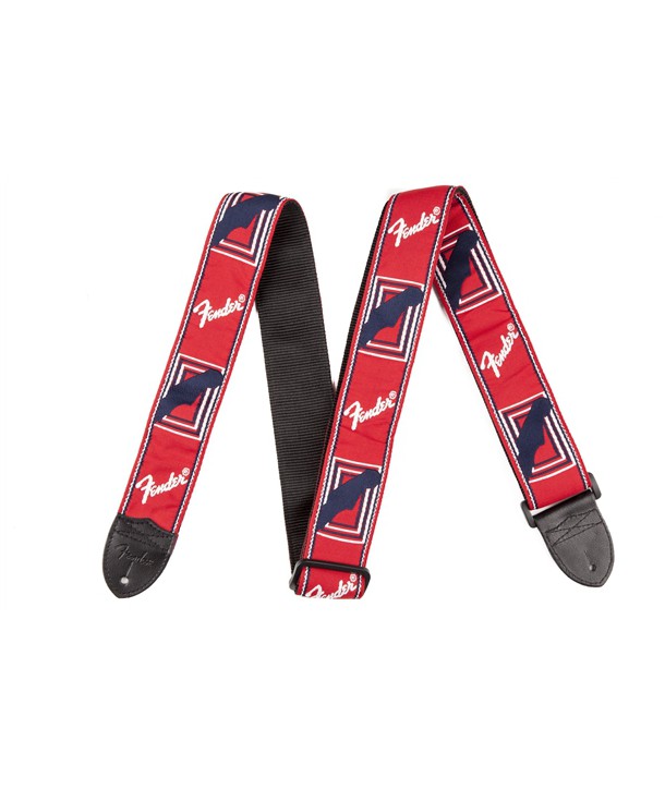 Courroie Fender 2" Monogrammed black-light red-white-blue