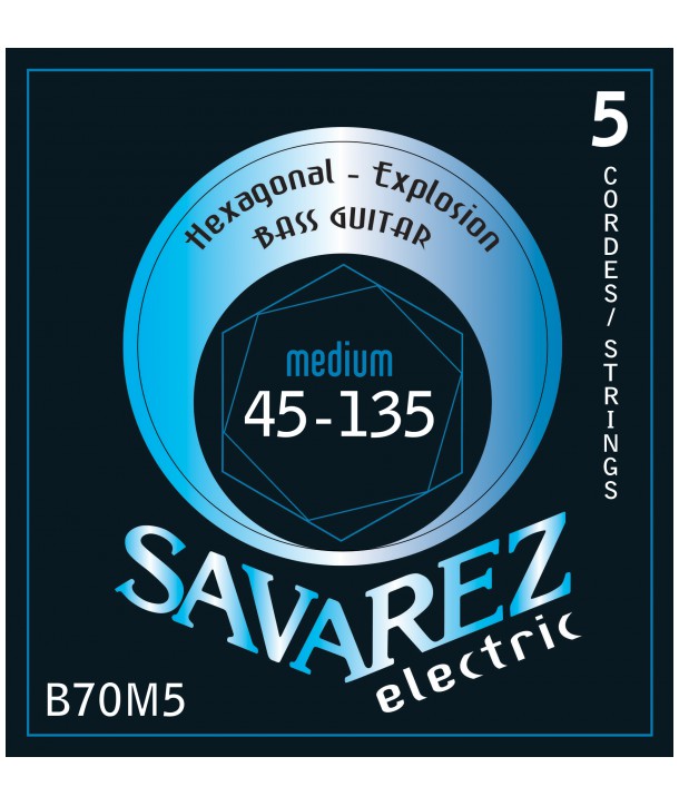 5-Saitensatz für Bassgitarren Hexagonal Explosion Medium 45-135