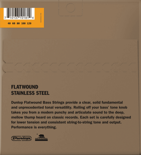 Bass 5 strings set Stainless steel flat wound 40-120