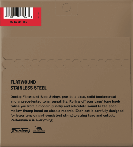 Bass strings set Stainless steel flat wound 45-105 Medium scale