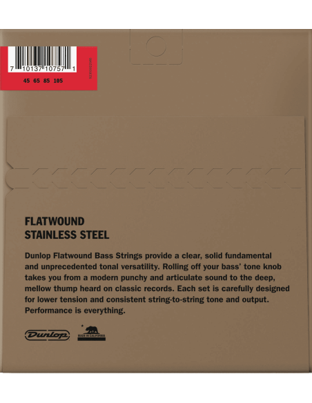 Bass strings set Stainless steel flat wound 45-105 Medium scale
