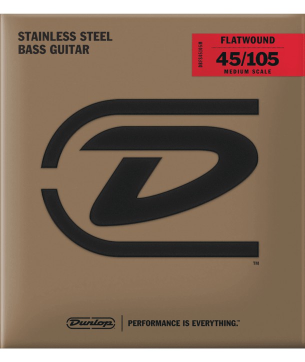 Bass strings set Stainless steel flat wound 45-105 Medium scale