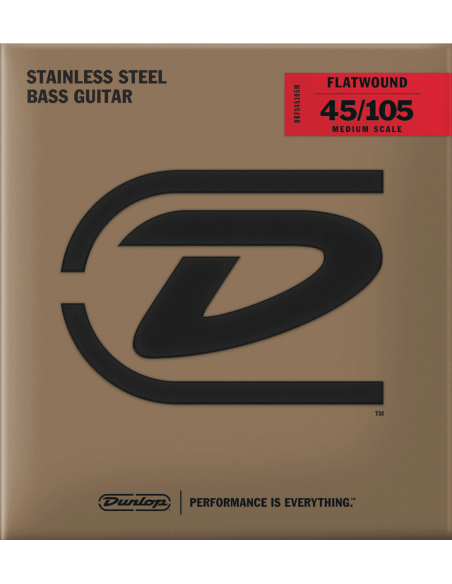 Bass strings set Stainless steel flat wound 45-105 Medium scale