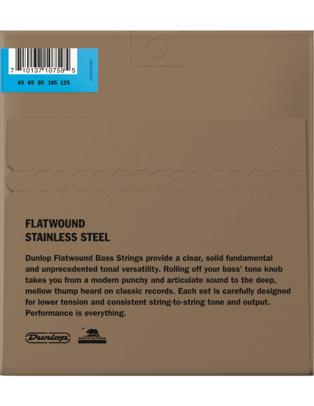 Bass 5 strings set Stainless steel flat wound 45-125 Medium scale