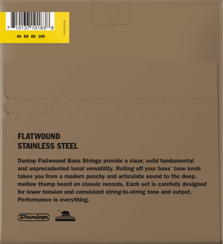 Bass strings set Stainless steel flat wound 40-100 Short scale