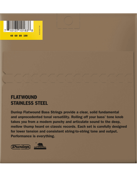 Bass strings set Stainless steel flat wound 40-100 Short scale