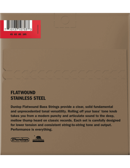 Bass strings set Stainless steel flat wound 45-105 Short scale