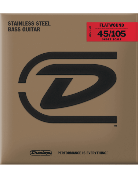 Bass strings set Stainless steel flat wound 45-105 Short scale