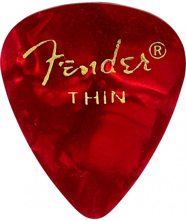 Lot de 6 médiators Fender 351 Shape Premium thin red moto
