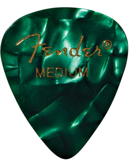 Lot de 6 médiators Fender 351 Shape Premium medium green moto
