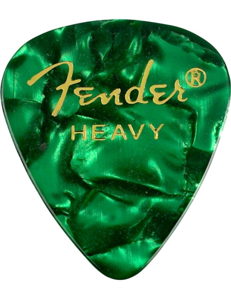 Lot de 6 médiators Fender 351 Shape Premium heavy green moto