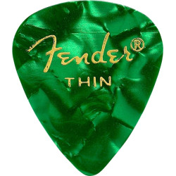 Lot de 6 médiators Fender 351 Shape Premium thin green moto