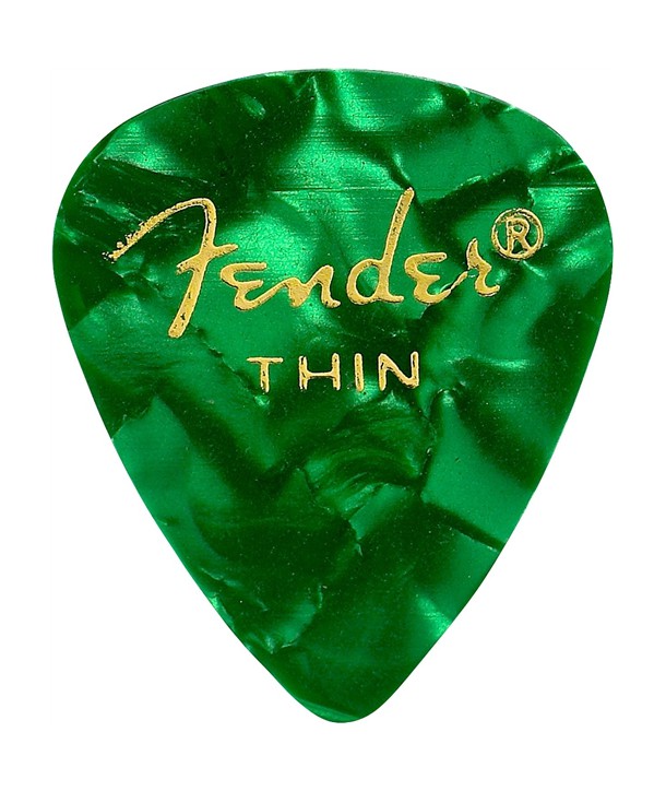 Lot de 6 médiators Fender 351 Shape Premium thin green moto
