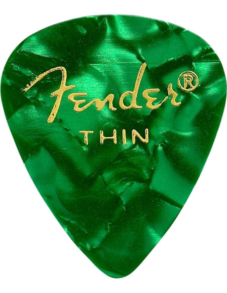 Lot de 6 médiators Fender 351 Shape Premium thin green moto