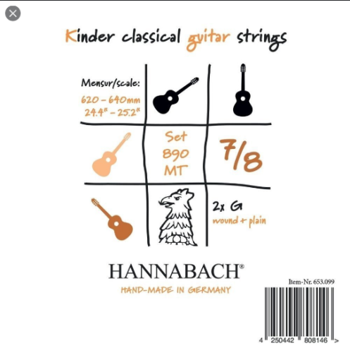 Cordes Guitare Cassique Série 890 Guitare Enfant 7/8 Diapason: 62-64CM