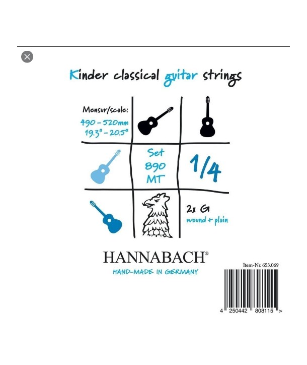 Cordes Guitare Cassique Série 890 Guitare Enfant 1/4 Diapason: 49-52CM