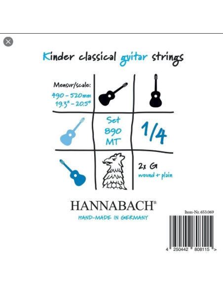 Strings for Classic Guitar Serie 890 1/8 Guitar for Children Duel: 44-48 CM
