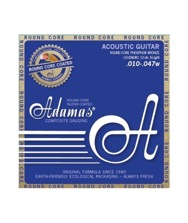 Jeu de cordes pour guitare acoustique Adamas Nuova Phosphor bronze Coated réedition tension Légère Réedition historique 12 Corde