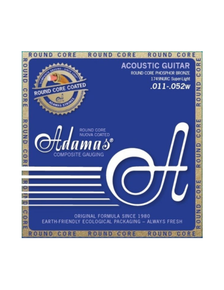 Jeu de cordes pour guitare acoustique Adamas Nuova Phosphor bronze Coated réedition Tension Très Legere Réedition historique