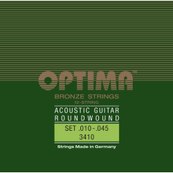 Jeu de Cordes Optima pour guitare acoustique Bronze Striings Tension Légère 12 Cordes