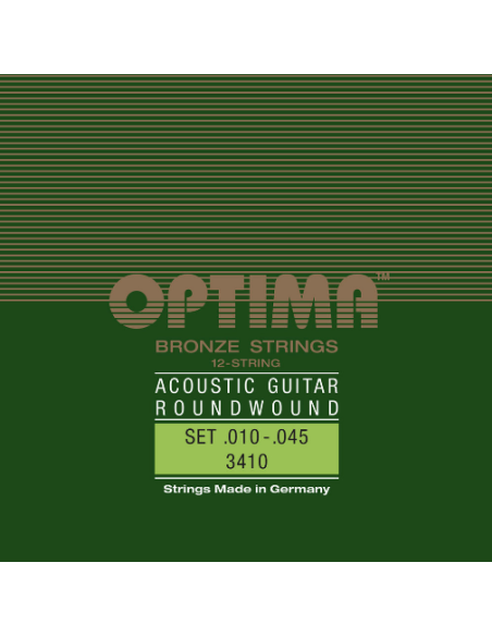 Jeu de Cordes Optima pour guitare acoustique Bronze Striings Tension Légère 12 Cordes