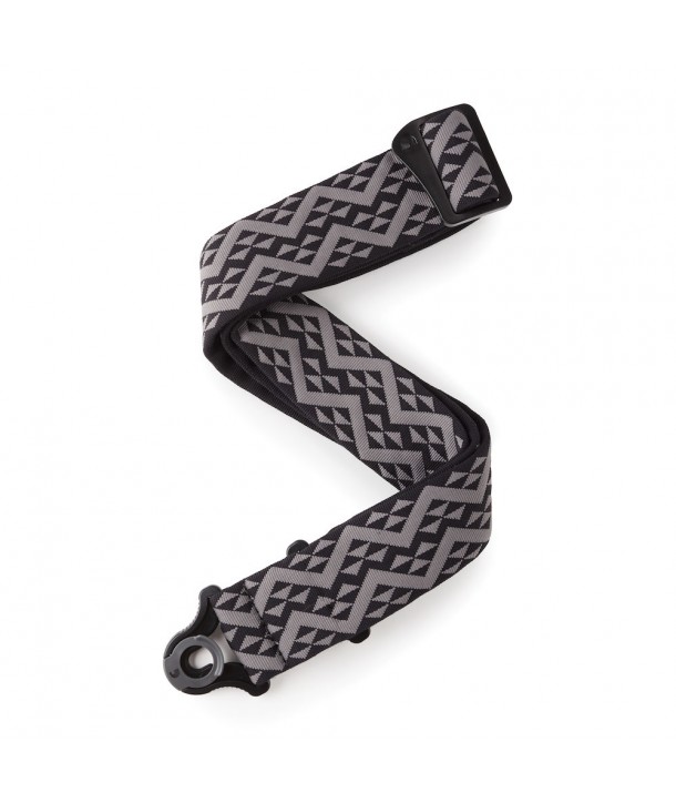 D'Addario Auto Lock Guitar Strap, Black Padded Geometric