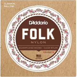 Classical strings set Folk Nylon Ball En, Silver Wound/Black Nylon Trebles
