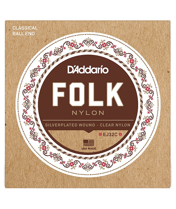 Classical strings set Folk Nylon Ball En, Silver Wound/Black Nylon Trebles